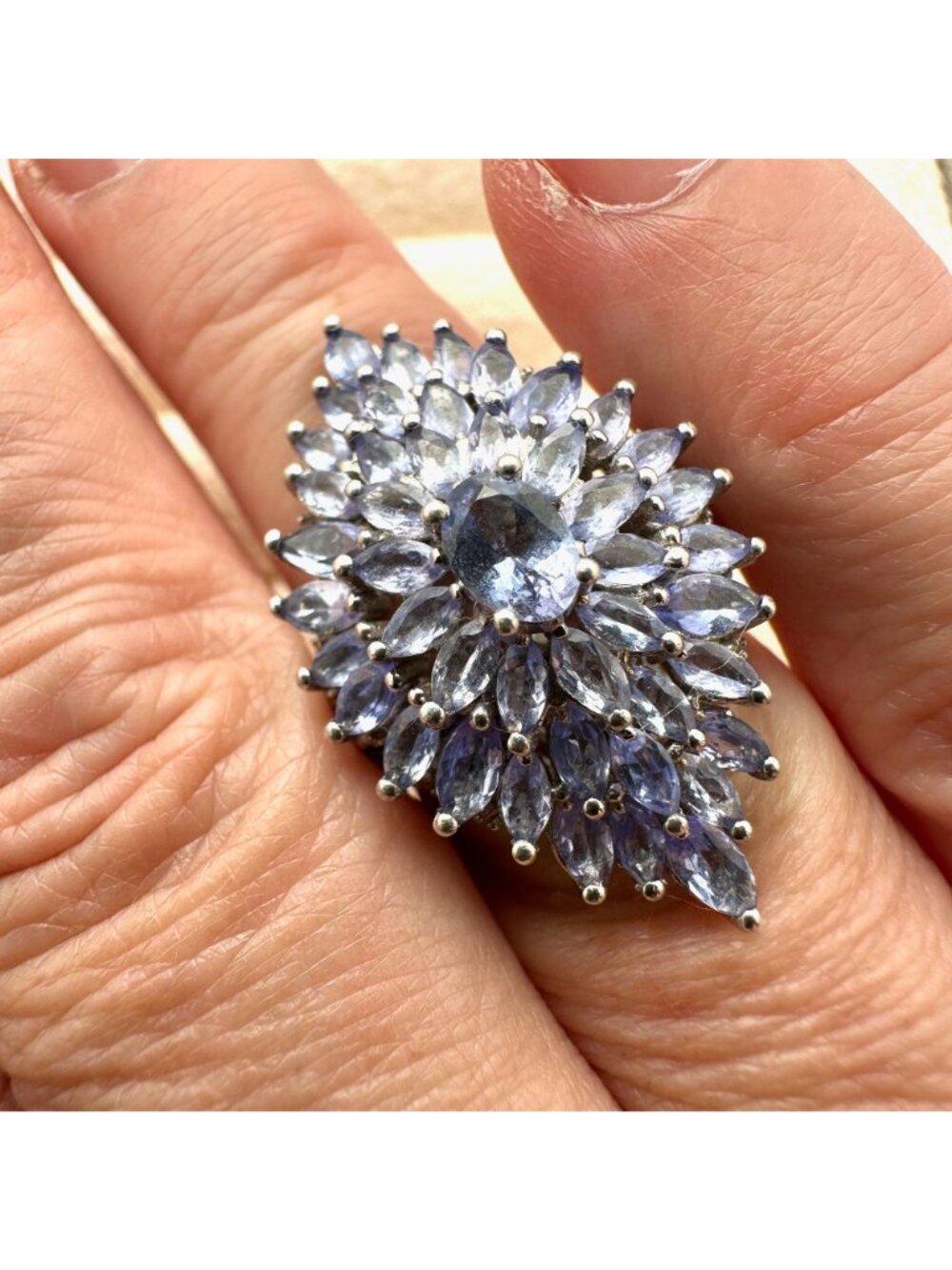 Chuck Clemency Sterling Silver Ring Amethyst Cluster Statement Jewelry Size 8 - Picture 2 of 6